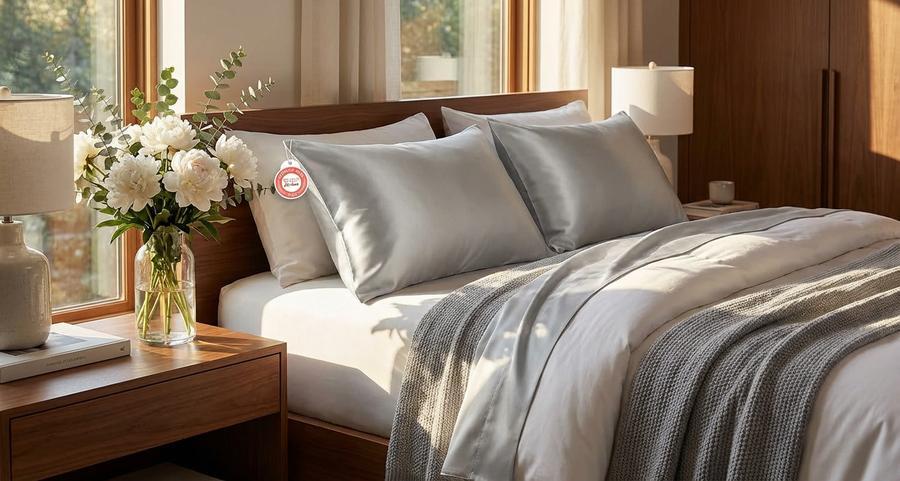 Satin Pillowcase in bedroom setting