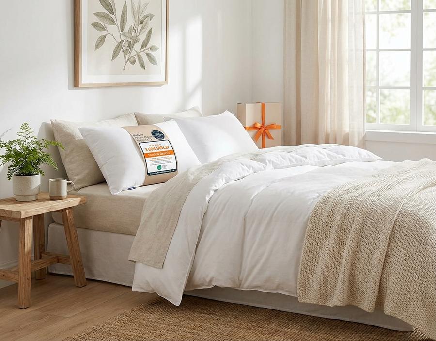 Soft Bed Pillows in scandinavian bedroom
